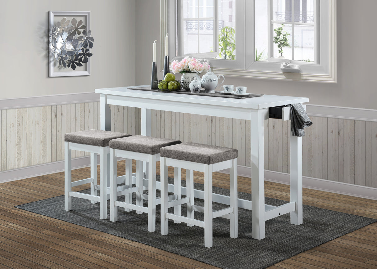 4pc Counter Height Dining Set With Drawer, Built-in USB Ports and Power Outlets