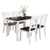 5-Piece Dining Set - White+Cherry