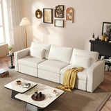 Linen L-Shapel Sofa with Pillows - Off White