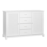 Homcom - Sideboard Buffet Cabinet, With 4 Drawers And 2 Louvered Doors - White