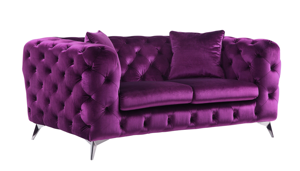 Atronia - Velvet Loveseat - Purple