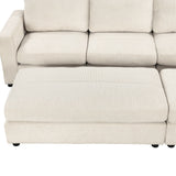 121.3" Modular Sectional Sofa with Two Movable Ottomans,  Beige