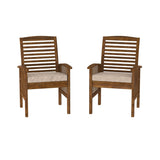 Modern 2 Piece Slat Back Patio Chairs With Cushions