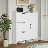 Shoe Cabinet With 4 Doors and 1 Drawer - White