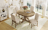 Dining Set with Extendable Table and 4 Upholstered Chairs - Natural Wood Wash