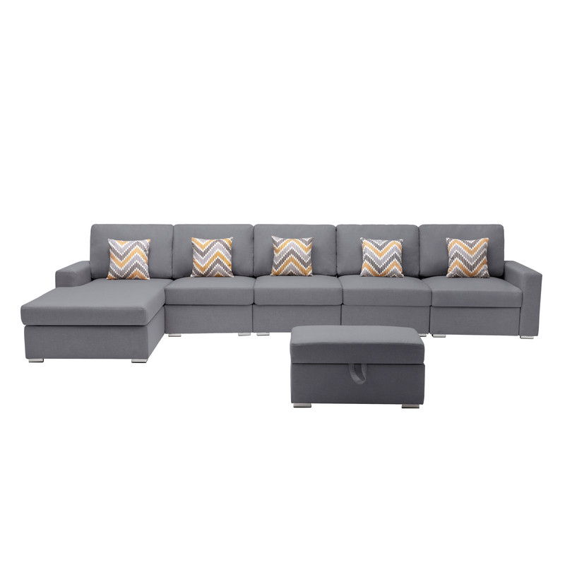 Nolan - Fabric 6 Piece Sectional Sofa With Pillows And Interchangeable Legs