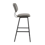 Foundry - Contemporary Barstool Zig Zag Stitching (Set of 2) - Black / Gray