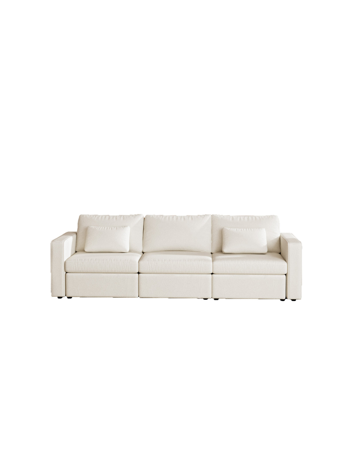 Linen L-Shapel Sofa with Pillows - Off White