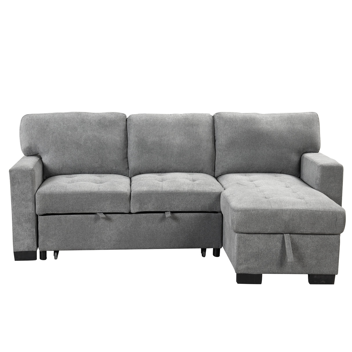 Sleeper Sofa Chaise with Storage  and USB Charger - Gray