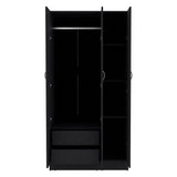 Wardrobe Armoire With 3 Doors - Black