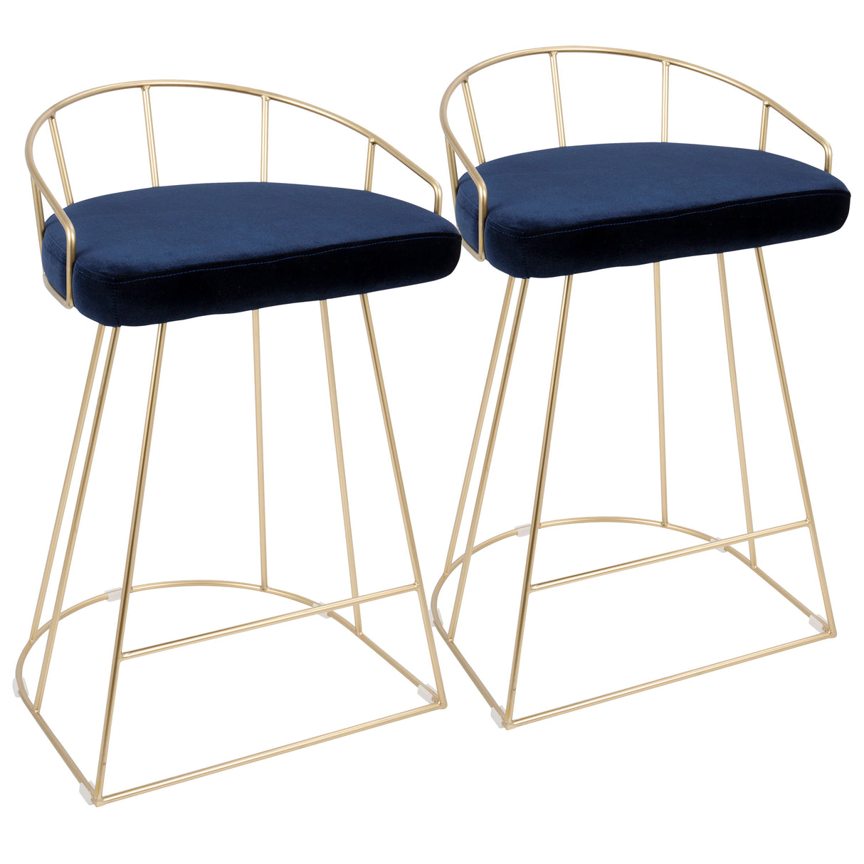 Canary - Contemporary / Glam Counter Stool (Set of 2) - Gold / Blue