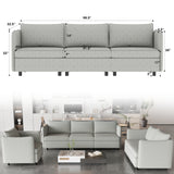 3 Pc Modular living room Set With Different Configurations, Light Gray