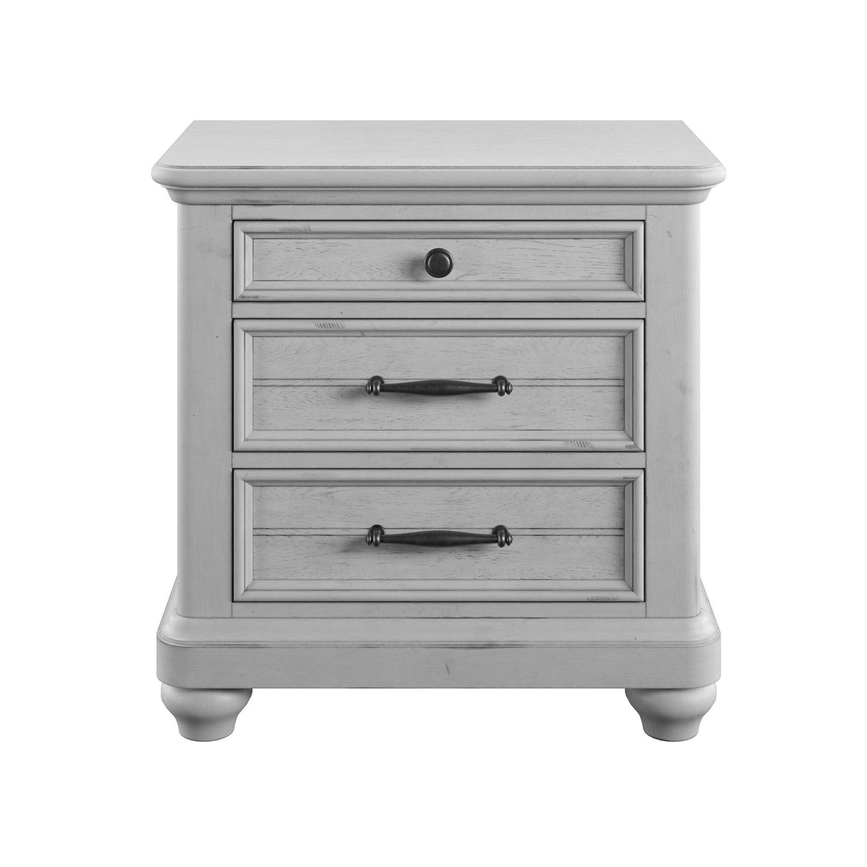 Mariano - 3 Drawer Nightstand With USB - Gray