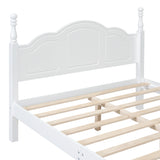 Full Size Wood Platform Bed with Slat Support, White