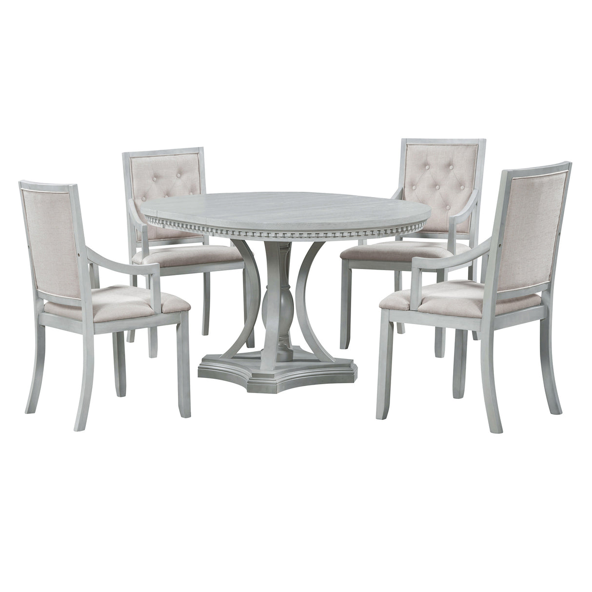 TREXM Retro 5-piece Dining Set with One Leaf (ANTIQUE GRAY OAK)