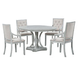 TREXM Retro 5-piece Dining Set with One Leaf (ANTIQUE GRAY OAK)