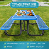 Outdoor Steel Picnic Rectangular Table With Umbrella Pole