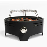 15" Outdoor Portable Propane Fire Pit With Cooking Support Tabletop and Quick Connect Regulator - Black