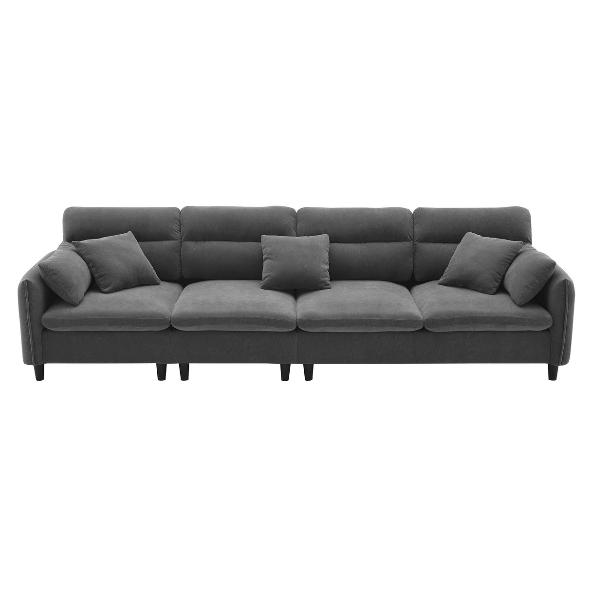 Modern  Sectional Sofa with Pillows and Ottoman - Gray