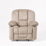 Luxurious Manual Recliner Chair With Skin-Friendly Fabric And Dual Cup Holders