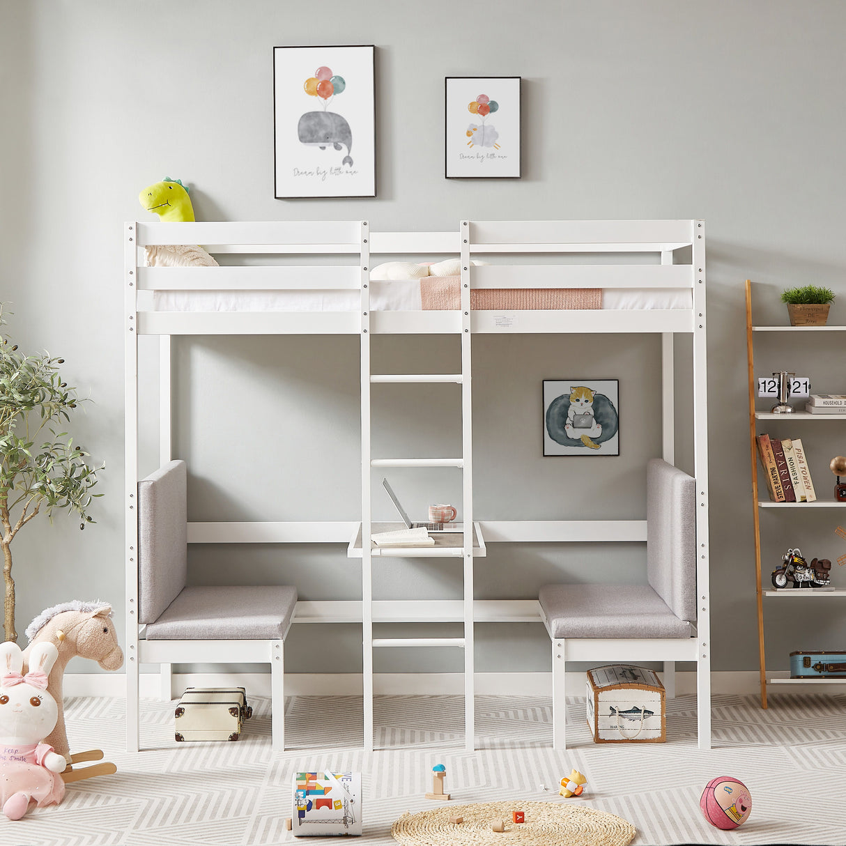 Twin Over Twin Bunk Bed (Can Be Turn Into Upper Bed And Desk) - White