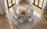 TREXM 7-Piece Farmhouse Dining Set With 6 high-back Chairs (Brown+Gray)