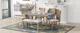 TREXM 6Pc  Dining Set (Natural Wood Wash)