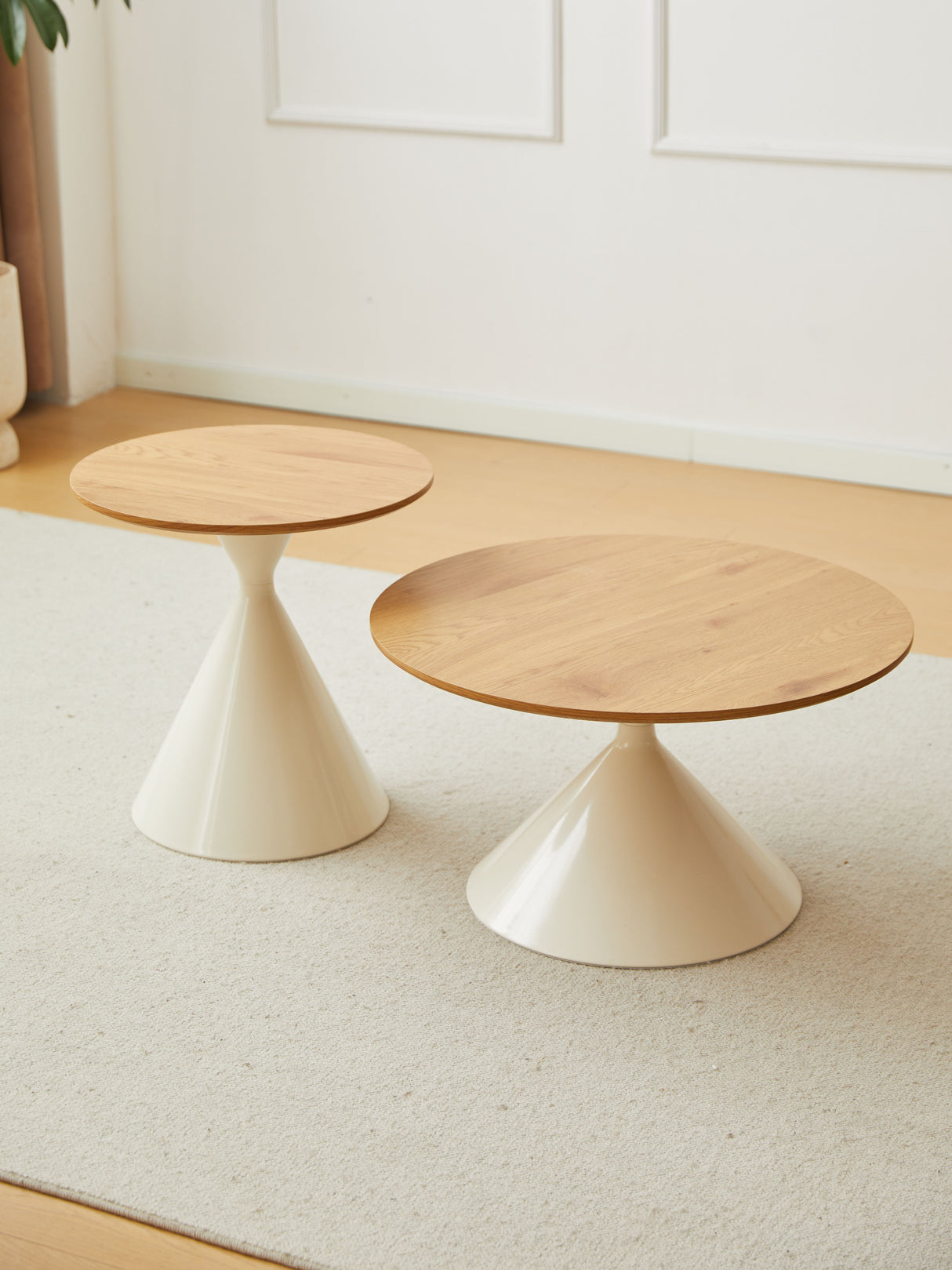 Round Coffee Table (2PC) - Brown / White