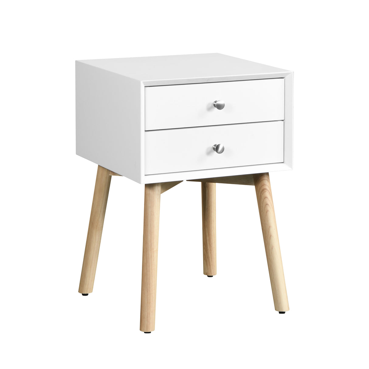 Side Table With 2 Drawers - White