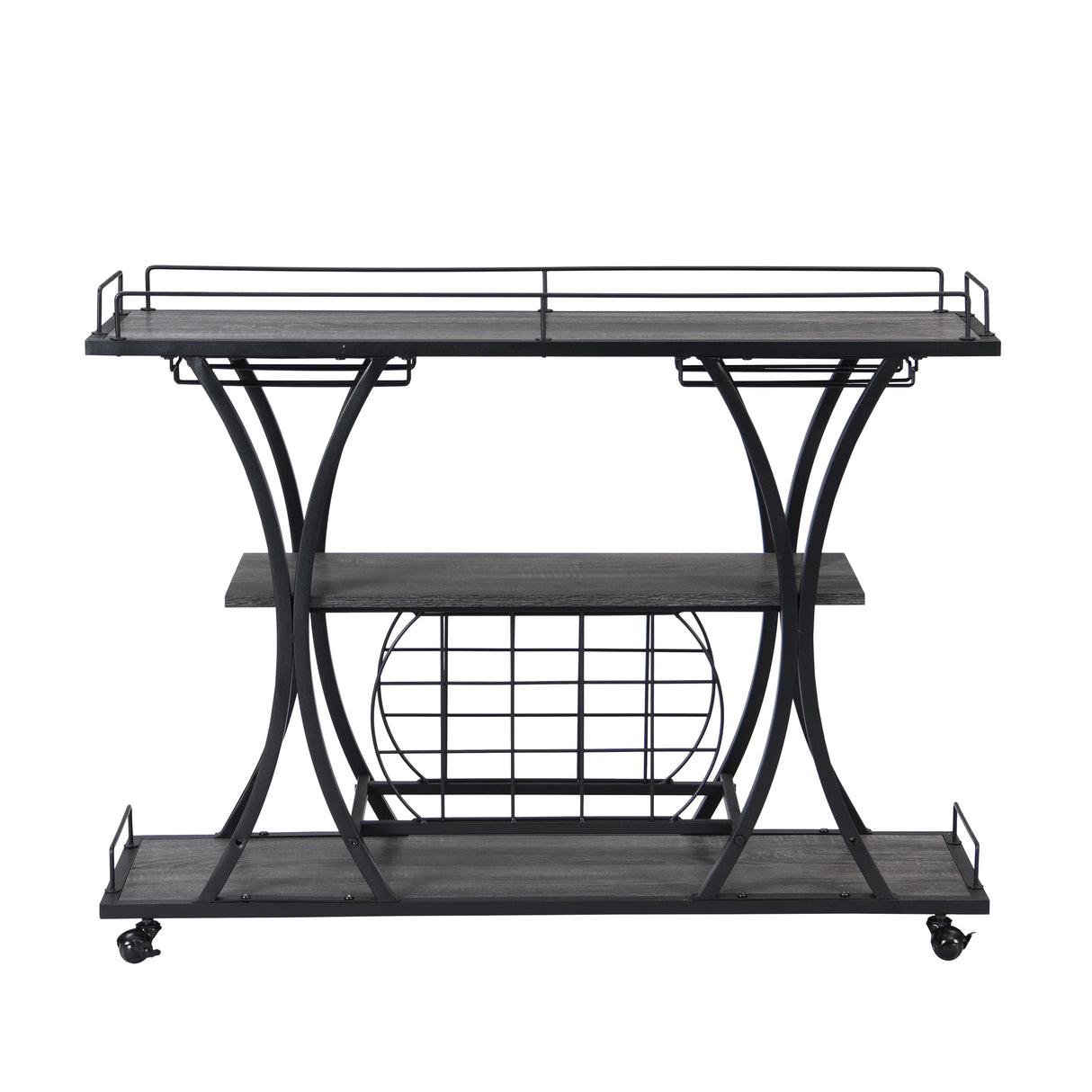 Industrial Bar Cart With Wheels 3 - Black / Gray