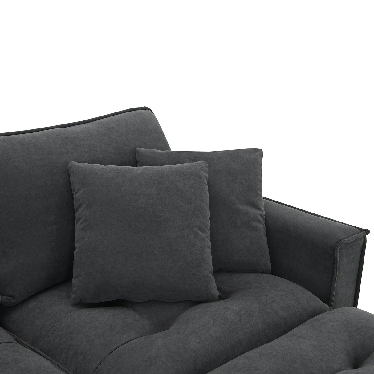 Modern Sectional Sofa with Pillow sand Ottoman - Dark Gray