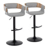 Elisa - Mid Century Modern Adjustable Barstool With Swivel & Rounded T Footrest (Set of 2)