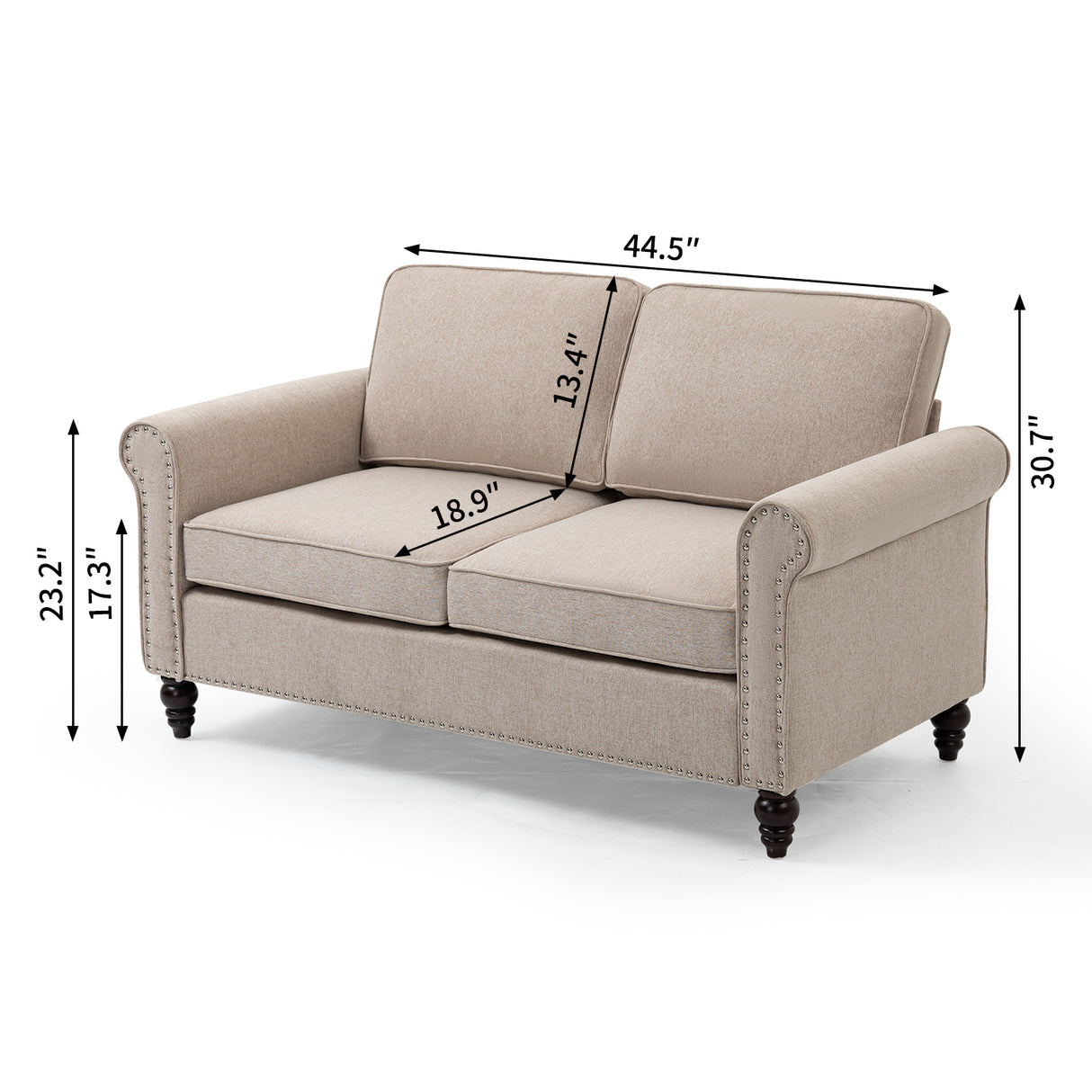 Transitional Upholstered Loveseat - Light Beige