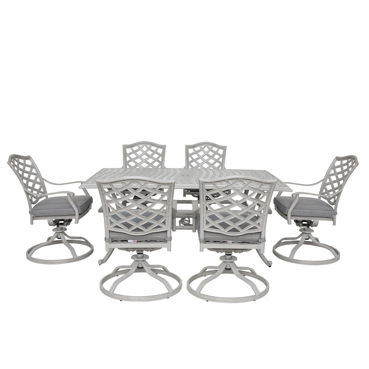 Modern 7 Piece Aluminum Dining Set With Swivel Chairs - Basalt