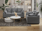 2 Piece Living Room Set Including Sofa and Love seat with Pillows - Grey