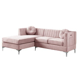 Chloe - Velvet Sectional Sofa Chaise With USB Charging Port