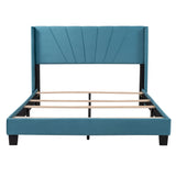 Queen Size Velvet Upholstered Platform Bed, Box Spring Needed