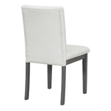 Dining Set with Faux Marble Top and 4 Upholstered Chairs (White+Gray)