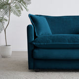 Modern Extra Deep Living Room Set Including Sofa, Love Seat and Chair - Blue Chenille