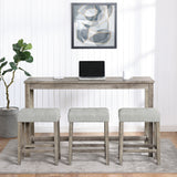 Bar Table Set with Power Outlet and 4 Stools - Grayge