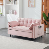 Modern Velvet Sofa, Sofa Pull-Out Bed, Small Love Seat Casual Sofa With Back, With Pillow, Pockets, Living Room Furniture, 3 In 1 Convertible Sleep Sofa Bed