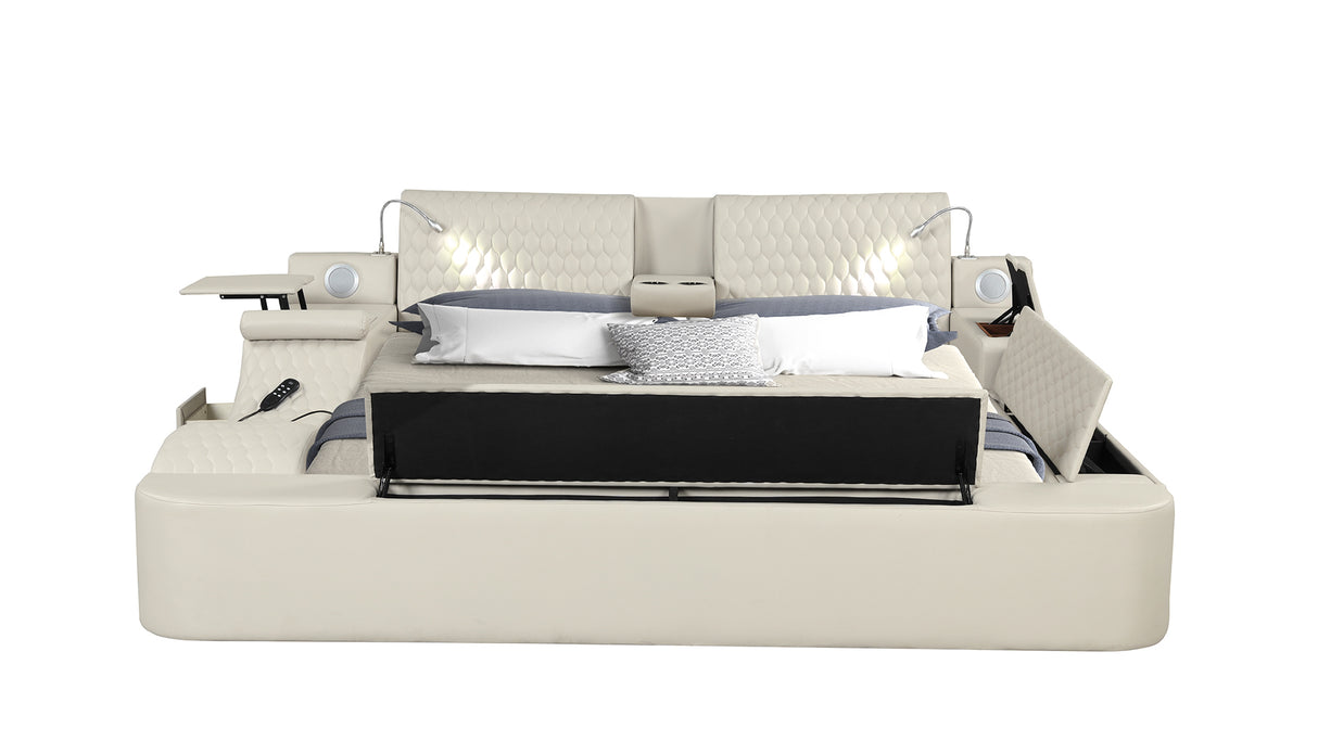 Smart Multifunctional Queen Size Bed - Beige