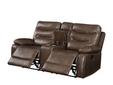 Aashi - Leather Gel Match Recliner Loveseat - Brown