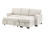 Estelle - Fabric Reversible Sleeper Sectional With Storage Chaise Drop-Down Table 2 Cup Holders And 2 USB Ports