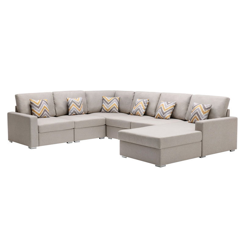 Nolan - Fabric 6 Piece Sectional Sofa With Pillows And Interchangeable Legs