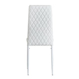 Modern Minimalist Dining Chairs, Fireproof Leather Sprayed, Metal Pipe Diamond Grid Pattern