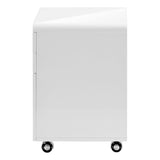 File Cabinet, Rolling Mobile, Storage Drawers, Printer Stand, Office, Work, Glossy Contemporary, Modern - White