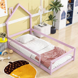 Wood Bed With House Shaped Headboard Floor Bed With Fences