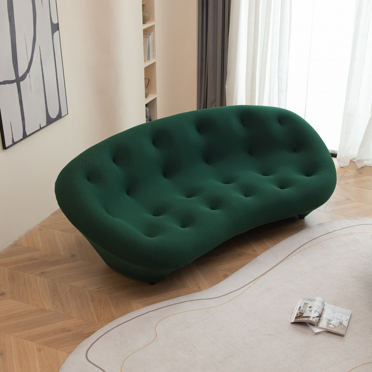 Modern Curved Sofa - Green