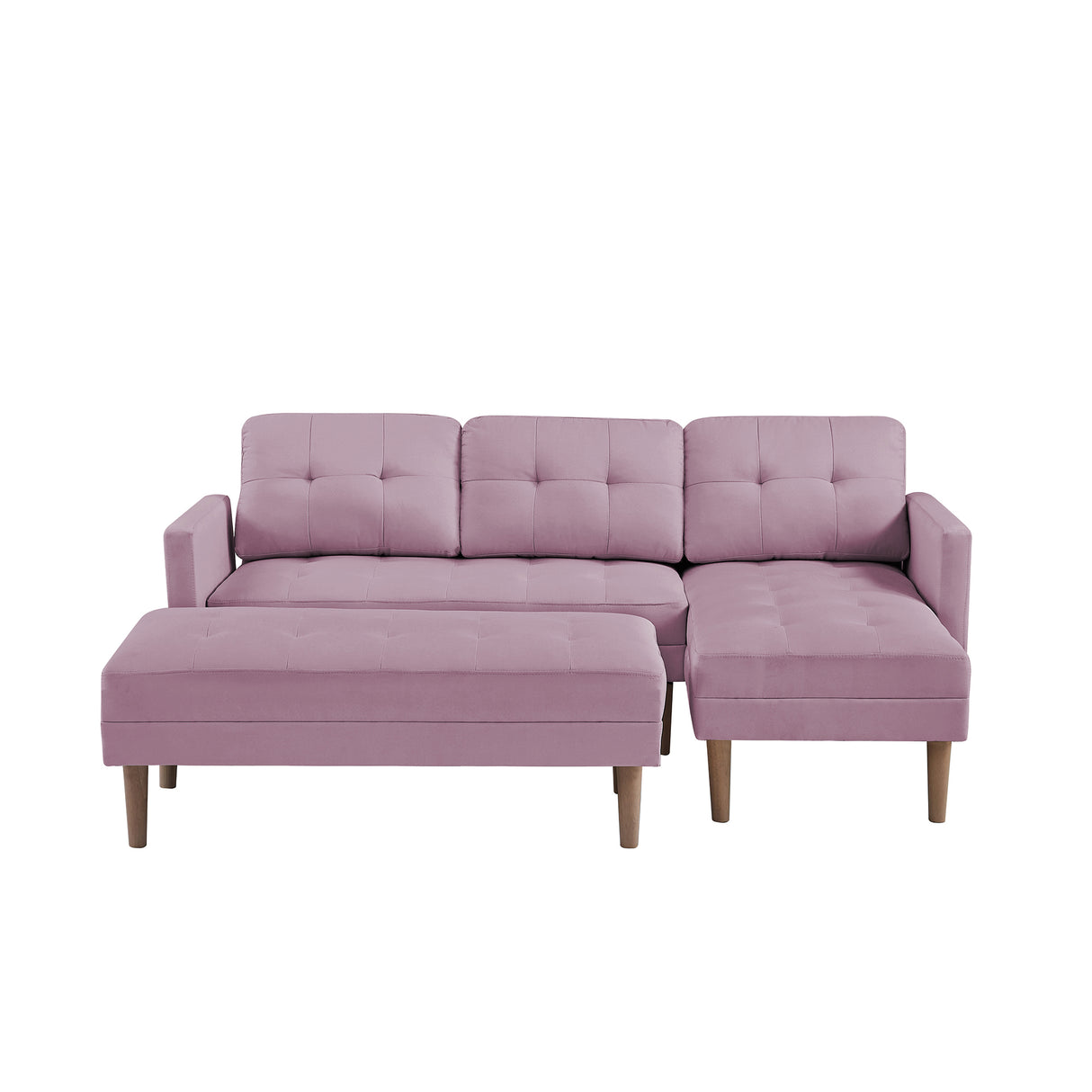 Sofa Chaise with Ottoman - Pink